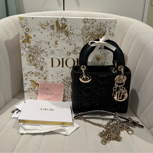 Mini Lady Dior in Black - Lambskin w/Champagne Gold Hardware - Picture 13 of 15